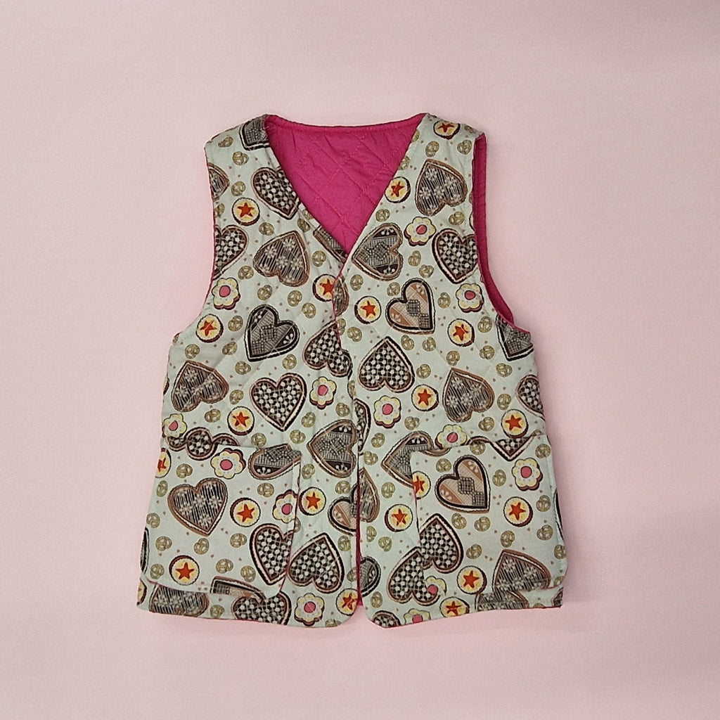 Reversible Vest: Czech Gingerbread & Bright Pink